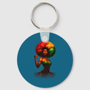Porte-clés femme arbre afro reine noire fierté racines mélani