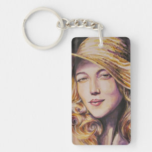 Porte-clés Femme avec le casquette
