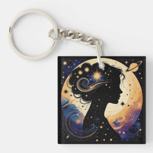 Porte-clés Femme céleste élégante en silhouette