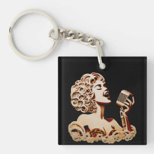 Porte-clés Femme chantant artisanat en papier musique art