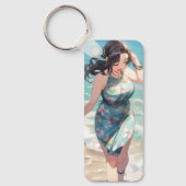 Porte-clés Femme courbée sur la plage (Recto)
