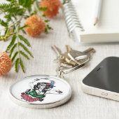 Porte-clés Femme crâne de sucre avec Rose (Côté)