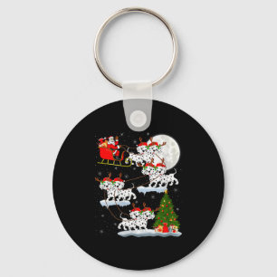 Porte-clés Femme Dalmatien Chien Père Noël Traîneau Volant Dr
