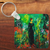 Porte-clés Femme dans la belle prairie verte (Recto)