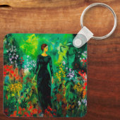 Porte-clés Femme dans la belle prairie verte (Verso)