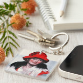 Porte-clés Femme dans Red Hat (Devant Droit)