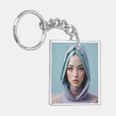 Porte-clés Femme d'art de sable faciale (Devant gauche)