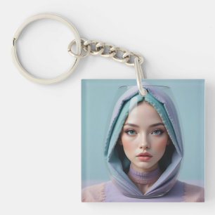 Porte-clés Femme d'art de sable faciale