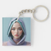 Porte-clés Femme d'art de sable faciale (Dos)