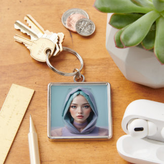 Porte-clés Femme d'art de sable faciale
