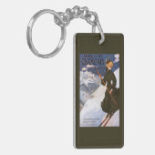 Porte-clés Femme en affiche verte de ski (Devant gauche)