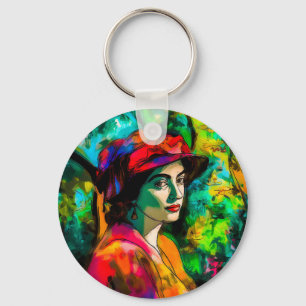 Porte-clés Femme en Casquette rouge
