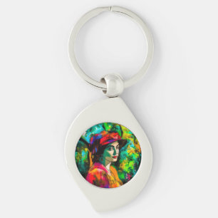 Porte-clés Femme en Casquette rouge