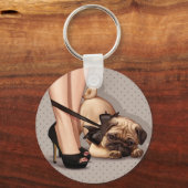 Porte-clés Femme et Carlin chiot (Recto)