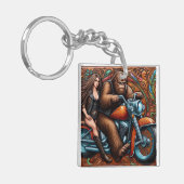 Porte-clés Femme et Sasquatch sur la moto (Devant gauche)