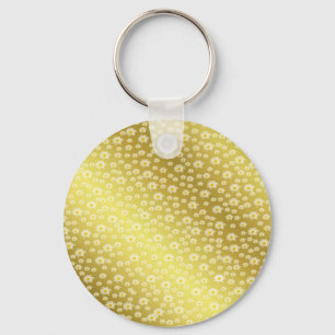 Porte-clés femme, fleurie + motif, été + fleurs, jaune