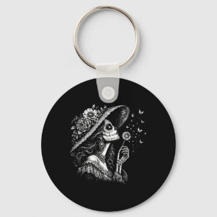 Porte-clés Femme La Catrina Soufflant Vœux Pissenlit