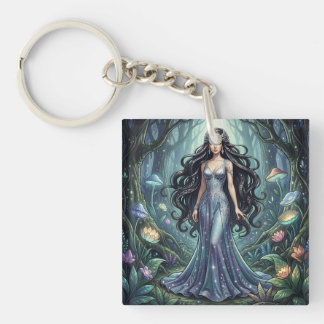Porte-clés Femme majestueuse avec une robe argentée