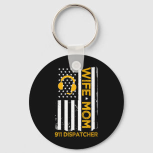 Porte-clés Femme Maman 911 Dispatcher Us Flag Independence Da