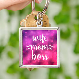 Porte-clés Femme Maman Boss Baby Typographie de script sur le