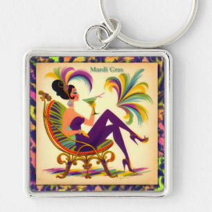Porte-clés Femme Martini Mardi Gras Rétro Milieu de Siècle 60