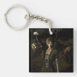Porte-clés Femme mince portant une lampe