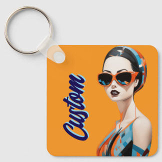 Porte-clés Femme moderne chic, élégance géométrique