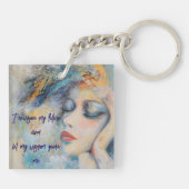 Porte-clés Femme Mystique avec plumes Porte - clé acrylique (Dos)