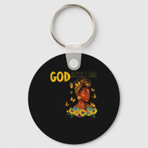 Porte-clés Femme noire Dieu dit que je suis verset biblique t