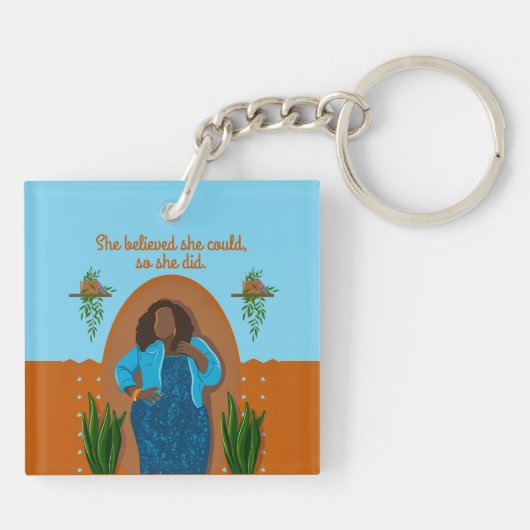 Porte-clés Femme Noire, Elle Croyait Qu'Elle Pouvait, Alors E (Dos)