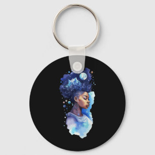 Porte-clés Femme noire spirituelle fille afro galaxie mélanin