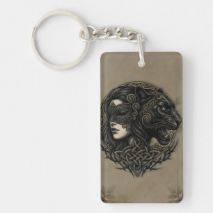 Porte-clés Femme Panthère – Ombre Celtique. Femme Panthère