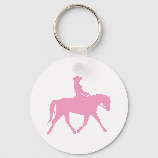 Porte-clés Femme qui monte son cheval (rose) (Recto)
