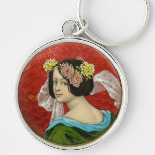 PORTE-CLÉS FEMME ROMANTIQUE AVEC FLEURS VINTAGE ENAMI