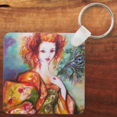 PORTE-CLÉS FEMME ROMANTIQUE AVEC PEACOCK FEACOCK (Verso)