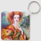 PORTE-CLÉS FEMME ROMANTIQUE AVEC PEACOCK FEACOCK (Dos)