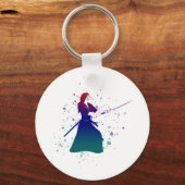 Porte-clés Femme Samurai guerrière avec épée (Recto)