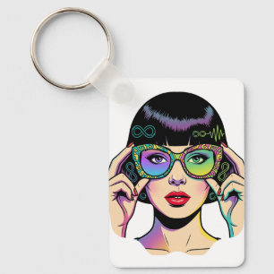 Porte-clés Femme symbole d'infini Neurodiversité Pop Art 