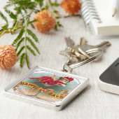 Porte-clés Femme victorienne Champagne Rouge Happy (Côté)