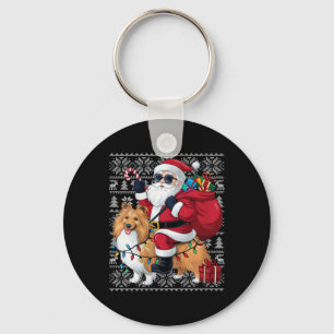 Porte-clés Femme Xmas Doux laid Père Noël équitation Berger C
