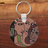 Porte-clés Femmes afro-américaines roses et vertes (Recto)