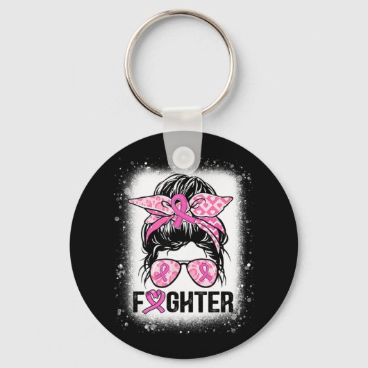 Porte-clés Femmes Combattez Messy Bun Breast Sensibilisation  (Recto)