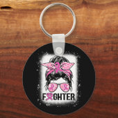 Porte-clés Femmes Combattez Messy Bun Breast Sensibilisation  (Recto)