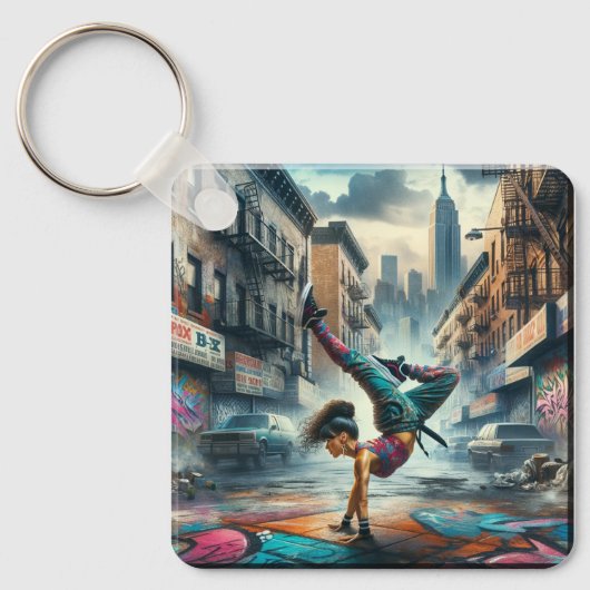 Porte-clés Femmes en action de Breakdancer Silhouette de New (Recto)