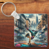 Porte-clés Femmes en action de Breakdancer Silhouette de New (Recto)