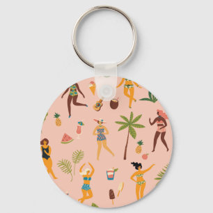 Porte-clés Femmes en maillot de bain : Danse Vintage tropical