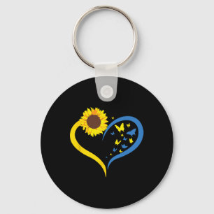 Porte-clés Femmes Tournesol Amour Coeur Je Suis Avec L'Ukrain