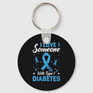 Porte-clés Femmes Type 1 Diabète Aimer Diabète juvénile Bleu