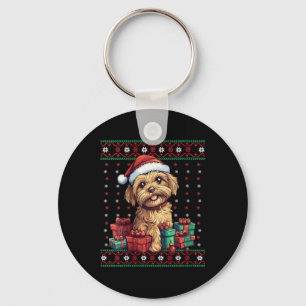 Porte-clés FEMMES Yorkipoo Santa Hat Amoureux des chiens Xmas