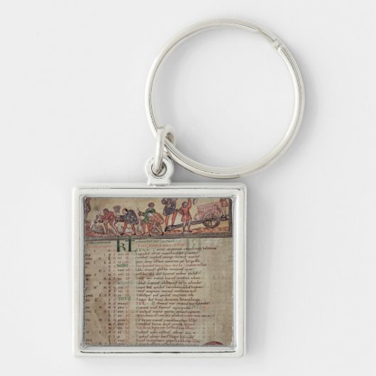 Porte-clés Fenaison et labourage, d'un calendrier (Devant)